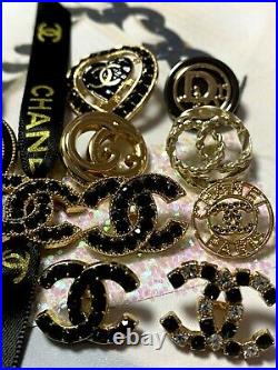 SET LOT of 15 CC Logo Chanel Dior GG Gucci LV buttons emblem zipper stamped