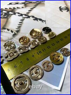 SET LOT of 15 CC Logo Chanel Dior GG Gucci LV buttons emblem zipper stamped