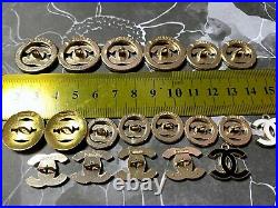 SET LOT of 19 CC Logo Chanel buttons emblem zipper stamped BLACK GOLD Charm