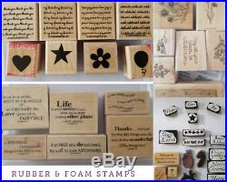 Scrapbooking Lot-Paper punches, stickers, rubber/clear stamps, ribbon/paper +