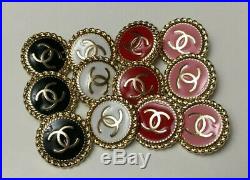 Set of 12 Chanel buttons 16mm, lot bundle Stamped