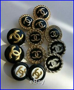 Set of 12 cc Chanel buttons, bundle lot Stamped 18mm 22mm
