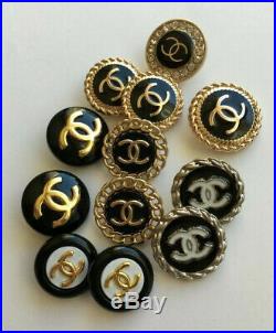 Set of 12 cc Chanel buttons, bundle lot Stamped 18mm 22mm