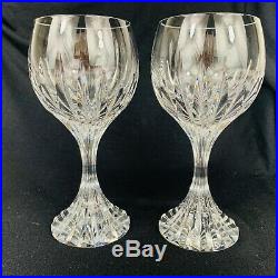 Set of 2 Baccarat Crystal Massena 6 3/8 Claret Wine Glasses Mint Stamped