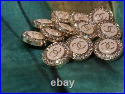 Stamped Vintage Chanel Buttons Lot Of 12 Logo CC Crystal's 20 MM