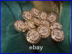 Stamped Vintage Chanel Buttons Lot Of 12 Logo CC Crystal's 20 MM