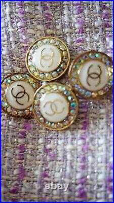 Stamped Vintage Chanel Buttons Lot Of 9 Logo CC Crystal's 20 MM