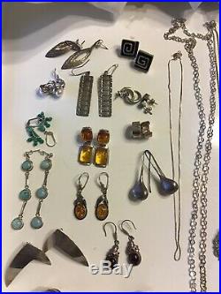 Sterling Silver 925 Stamped Jewelry Lot All Wearable, Not Scrap Signed 2lbs 3oz