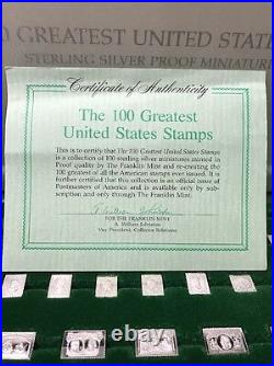 Sterling Silver Franklin Mint 100 Greatest United States Stamp Complete Set Rare