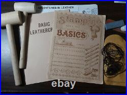 Tandy leather tools, supplies lot 2 Craftool alphabets, 8 stamps, 5 craftaids