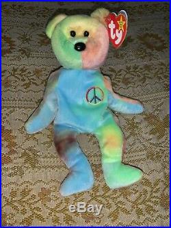 Ty Beanie Babies Rare Retired Peace Bear Original/Stamped Surface Wash Rare Lot