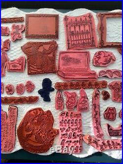 UNMOUNTED RUBBER STAMP LOT. 80 stamps. On Cushions. Many Rare or Unique, Plus