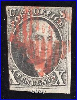 US Scott 2 Used 10c red brown cancel 1847 LOT A073 bhmstamps