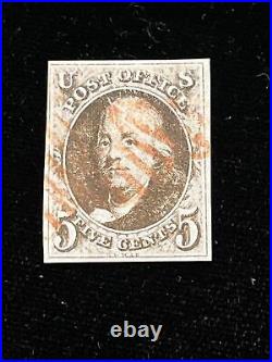 US Stamp # 1 5 Cent Used. Lot 2 Nice Condition 4 MARGINS! Make offers