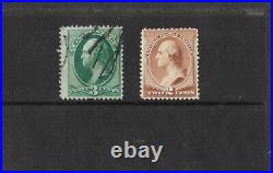 US Stamps 1870-71 #135 2c Jackson Mint & 3c Washington #136 Used