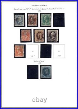 Us 1870-1895 Collection Of 70 Stamps On 6 Album Pages Mostly Used Few Mint