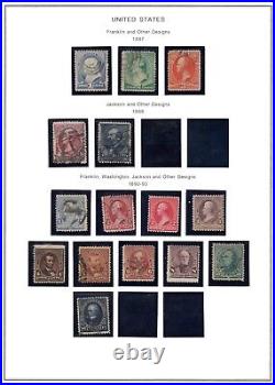 Us 1870-1895 Collection Of 70 Stamps On 6 Album Pages Mostly Used Few Mint