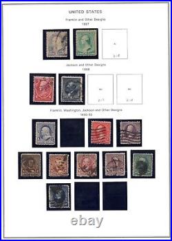 Us 1870-1895 Collection Of 70 Stamps On 6 Album Pages Mostly Used Few Mint