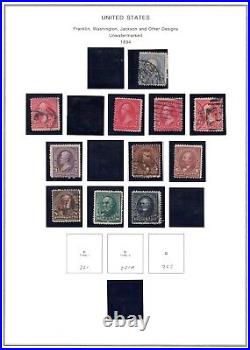 Us 1870-1895 Collection Of 70 Stamps On 6 Album Pages Mostly Used Few Mint