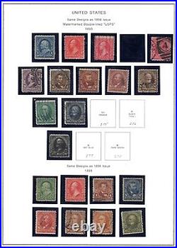 Us 1870-1895 Collection Of 70 Stamps On 6 Album Pages Mostly Used Few Mint