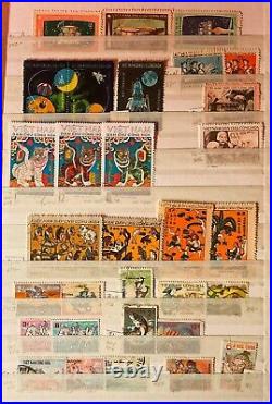 Vietnam North, South, Indochina Stamp Lot In Nice Stock Album. Early To Modern