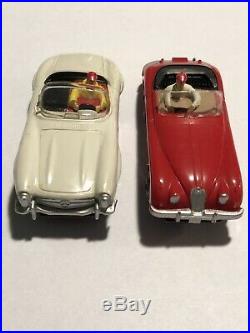 Vintage Aurora Vibrator Slot Car Lot Jaguar and Mercedes with Stamped Chassis