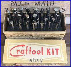 Vintage CRAFTOOL CO. Leather Craft Tools Stamps Assorted Shapes Lot of 40 Pre 63