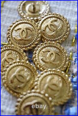 Vintage Chanel buttons 16 mm Stamped & package Lot of 12 gold logo cc