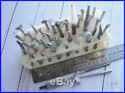 Vintage Craftool Leather Tools Stamps Punch Lot 37 pcs Variety Hand Tools Holder