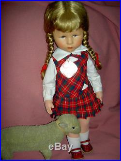 Vintage German signed Kathe Kruse 18 girl doll 1969 stamped feet, mint condition