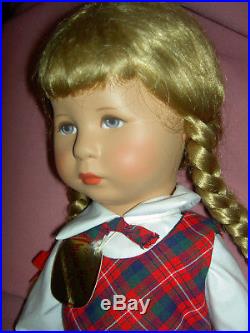 Vintage German signed Kathe Kruse 18 girl doll 1969 stamped feet, mint condition
