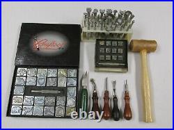 Vintage Leather Carving Working Osborne Tandy Craftool Tools Stamps Mallet Lot