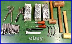Vintage Lot Of Leatherworking Tools Craftool Stamps, Punches, Mallets, Knives
