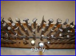 Vintage Lot of 76 Craftool Leather Work Stamping Tools with Holder USA Made