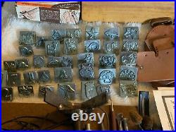 Vintage Lot of CraftAid & Craftools Leather Working Tools Stamps Templates Books