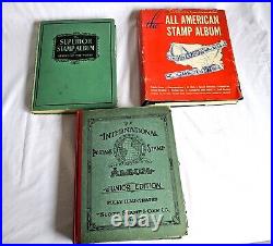 Vintage Postage Stamp Albums All Around The World Stamps Lot Of 3 Albums