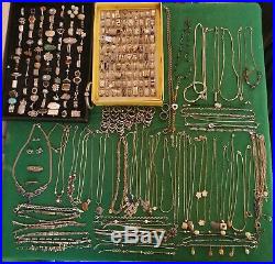 Vintage Sterling Silver925 Stamped Natural Gemstone Mixed Jewelry Lot 2050 Grams