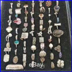 Vintage Sterling Silver925 Stamped Natural Gemstone RINGS Jewelry Lot 1280 Grams