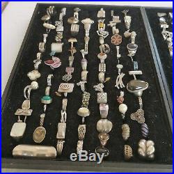 Vintage Sterling Silver925 Stamped Natural Gemstone RINGS Jewelry Lot 1280 Grams