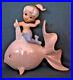 Vtg-Norcrest-P697-Blue-tailed-Mermaid-On-Fish-Wall-Plaque-Figurine-Mint-Stamp-01-unsw