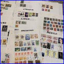 Worldwide Stamp Lot On Pages, Ww Stamps 20+ Countries (no Usa) Gift For Grandpa