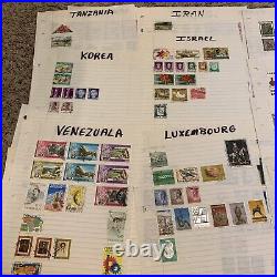 Worldwide Stamp Lot On Pages, Ww Stamps 20+ Countries (no Usa) Gift For Grandpa