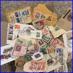 Worldwide Stamps On Paper Junk Lot From Over 50+ Ww Countries