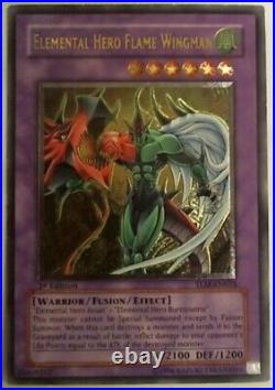 Yugioh Gold Stamp Ultimate Rare 1st Edition Elemental Hero Flame Wingman MINT