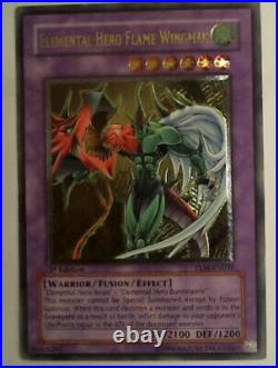 Yugioh Gold Stamp Ultimate Rare 1st Edition Elemental Hero Flame Wingman MINT